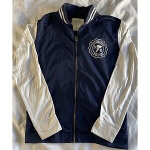 VTG Abercrombie & Fitch Men’s Track Jacket Navy Blue White Sz Sm Winged foot